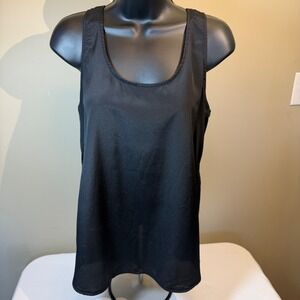 Banana Republic Women's Black Mixed Media Tank Top Scoop Neck Size M EEUC